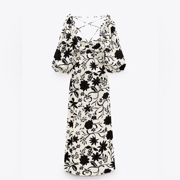 Zara Linen Blend Cut Out Dress - Picture 11 of 12